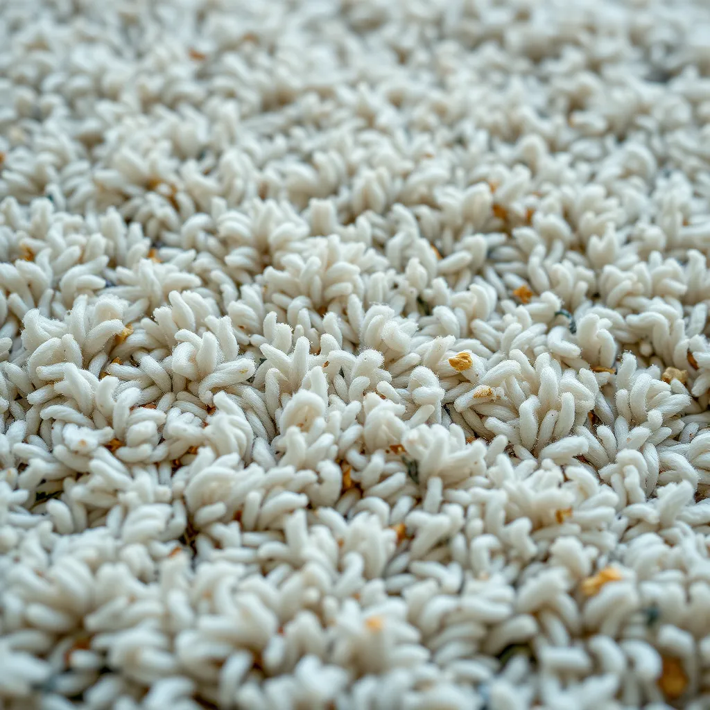 A close-up shot of a luxuriously textured carpet, newly cleaned and looking vibrant and plush. The carpet fibers are pristine and free of dirt and debris. The image highlights the restored beauty and longevity of the carpet after professional cleaning.