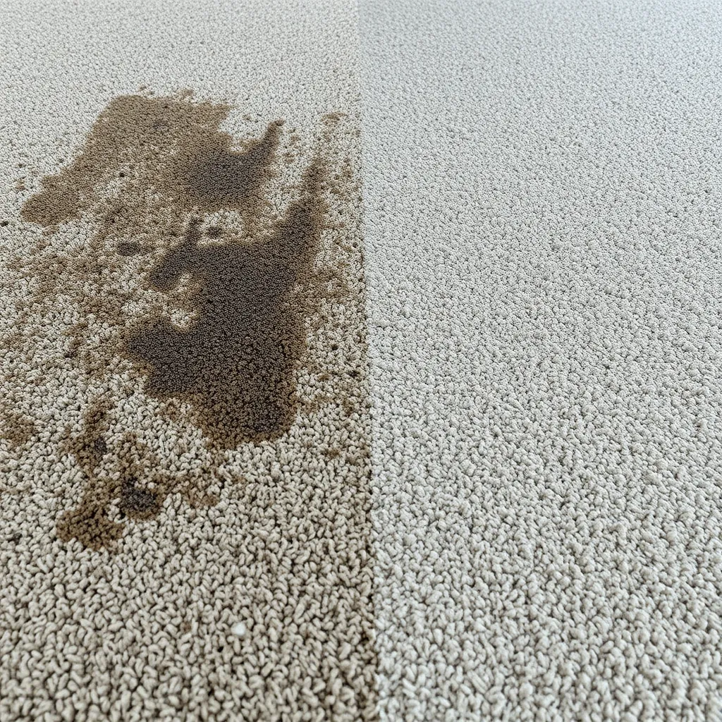 A side-by-side comparison showing two identical carpets: one heavily soiled and worn, and the other freshly cleaned and looking new. The image should emphasize the difference in appearance and the value that professional cleaning provides.